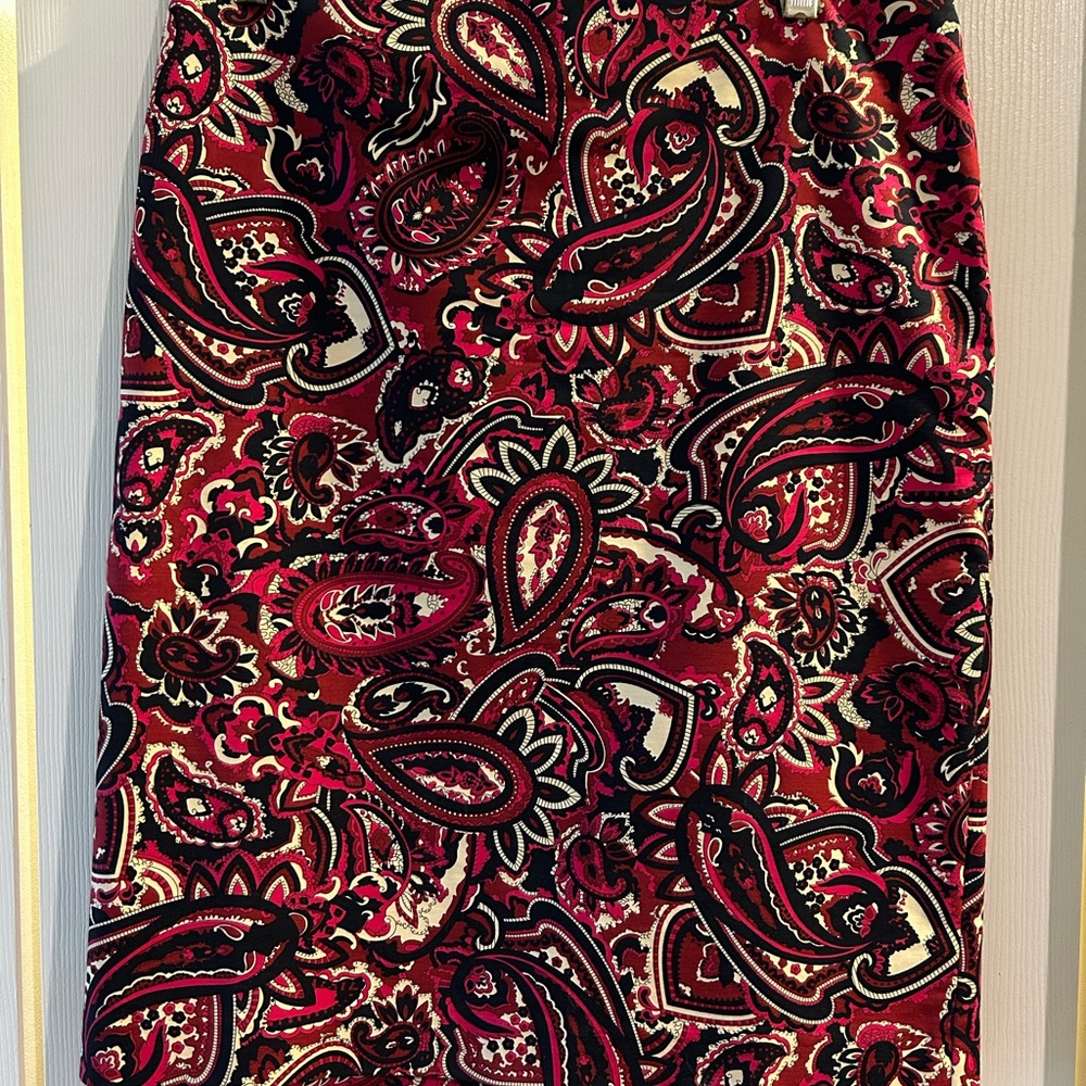 Talbots Pink and Black Paisley Pencil Skirt